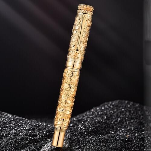 Luxury quality jinhao Relief Dragon Huabiao Fountain Pen Copper elegante INK pen Business Stationery Office school supplies