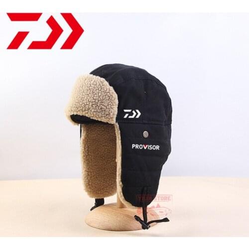 Daiwa Fishing Hat Winter Men Women Windproof Ski Ear Hat Bomber Hats Outdoor Riding Face Protection Cold Ear Protection Warm Hat
