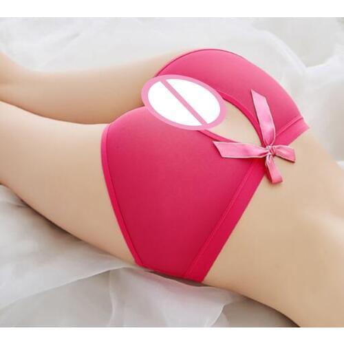 Sexy Lingerie Back Bow Crotchless Panties For Sex Nightwear Womens Erotic Underwear Mesh Transaprent Briefs Intimate Goods