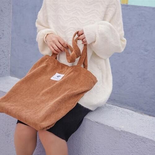 Bags for Women 2021 Corduroy Shoulder Bag Reusable Shopping Bags Casual Tote Female Handbag for A Certain Number of Dropshipping