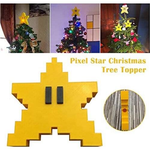 Christmas Tree Topper Perfect Star Ornament for Gifts Popular 3D Pixel Star Shape Topper Decor with Light for Christmas Tree