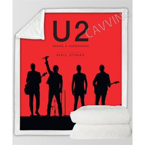 U2 Band 3D Printed Sherpa Blanket Rectangle Blanket Home Textiles Fleece Wearable Blanket Throw Blanket