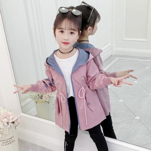 Spring Autumn Childrens Clothing Jacket Windbreaker For Girls Long Raincoat Outerwear Coat Baby Children Outwear Child Female