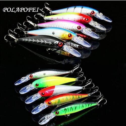 10pcs Wobbler Fishing Lure 10cm 10g Black Minnow Fish artificial Bait Balancer Hook Crankbait Fish Accessories Kosadaka D172