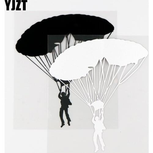 YJZT 13X15CM Parachute Personality Car Sticker Vinyl Decals Skydiving Sport Extreme Black / Silver 10A-0350