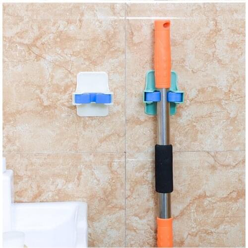1PC Wall Mounted Mop Holder Brush Broom Hanger Storage Rack Kitchen Organizer Mounted Accessory Hanging Cleaning Tools LF 193