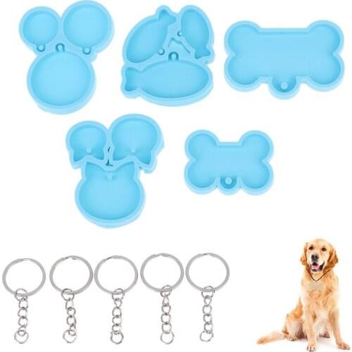 5 Pieces Of Dog Bone Silicone Mold Key Chain Dog Tag Charm Resin Mold Home Handicraft Mold Accessories