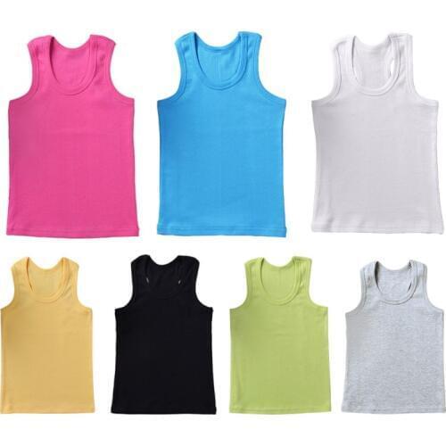 Baby Boys Girls Vest Undershirts Kids Singlet Cotton Underwear Summer Children Vests Tops 7 Candy Color New