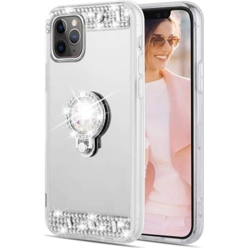 Diamond Case for iPhone 12 Mini 11 Pro MAX XS MAX XR SE 2020 Mirror Ring Kickstand Silicone Cover For iPhone 7 8 6s Plus 12