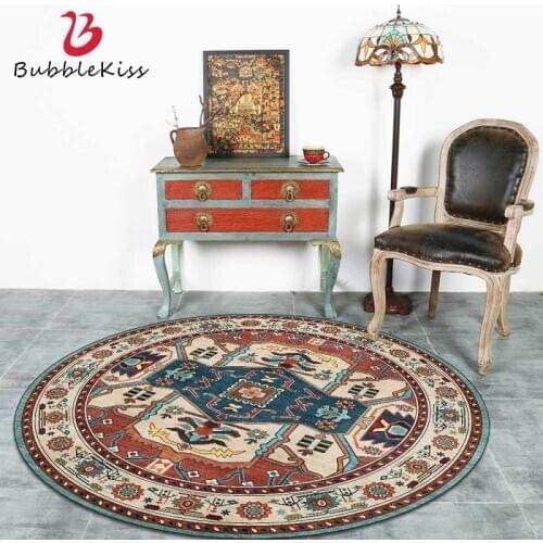Bubble Kiss Round Carpets Ethnic Style Printing Rugs Living Room Home Soft Carpet Non-Slip Door Floor Mat Bedroom Decor Area Rug