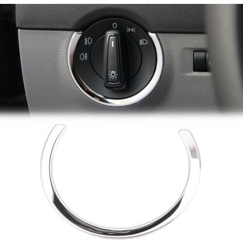 For VW skoda octavia a7 2015 headlight switch trim cover sticker stainless steel bezel auto accessories