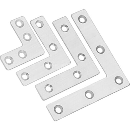 DRELD 5pcs Stainless Steel Plain Angle Bracket Satin L Shape Board Support Corner Bracket Furniture Fittings Connectors