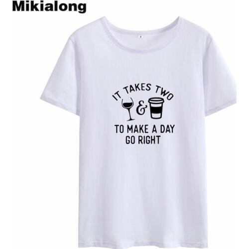 Mikialong It Takes Two Funny T Shirts Women Tumblr Printed Tshirts Cotton Women White Basic Tee Shirt Femme Tumblr Camisetas