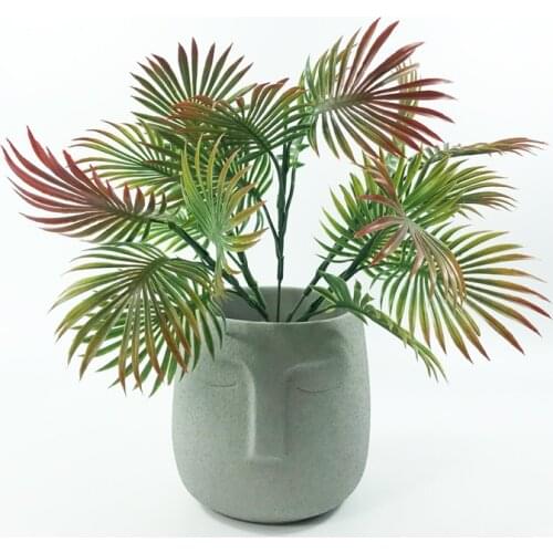 35cm 5 Heads Artificial Pine Needles Tropical Palm Tree Branch Fake Monstera Plant Green Plastic Leaf For Home Office Decoration