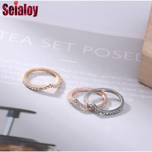 Seialoy Fashion Rose Gold Shiny Water Drop Rings For Women Original Girl Crystal Silver Color Rings Engagement Party Jewelry