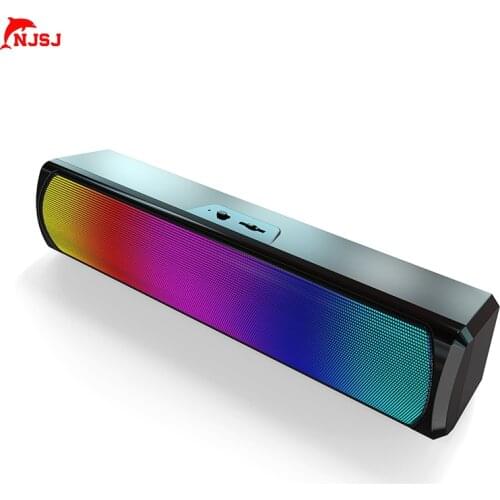 NJSJ Gaming Computer Speakers with RGB Light Powerful Bass Stereo Sound USB Powered Soundbar Bluetooth Speaker for TV PC Laptop