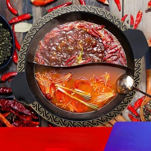 Commercial hot pot sichuan Chongqing yuanyang son and mother three grid pot shop enamels pot cast iron induction cooker