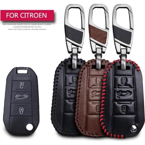 Leather Car Key Case Cover For Citroen Triunph Sega CACTUS C5 C3 C4L AIRCORSS Protection Key Shell Skin Bag Only case