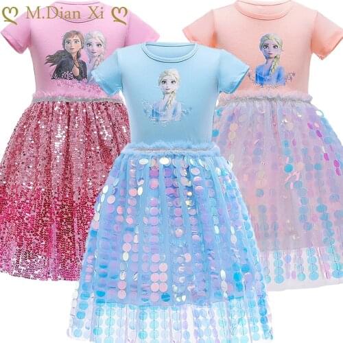 Summer Elsa Anna Girl Dress Ball Gowns Kids Dresses For Girls Party Princess Girl Clothes For 4 6 7 8 10 12 Year Birthday Dress