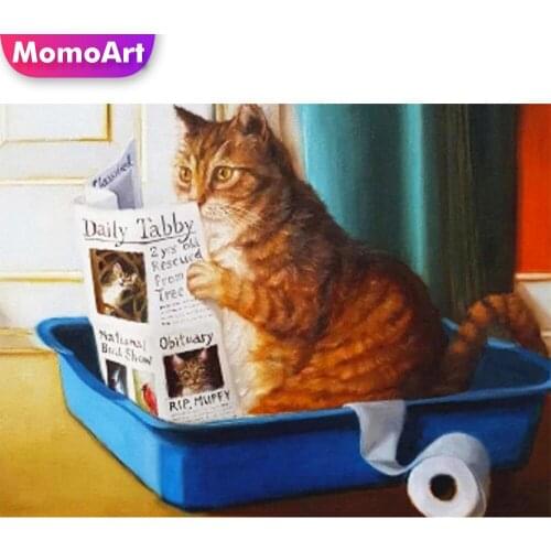 MomoArt 5D Diamond Painting Cat Cartoon New Arrival Diamond Embroidery Animal Cross Stitch Kits Mosaic Full Square Handmade Gift