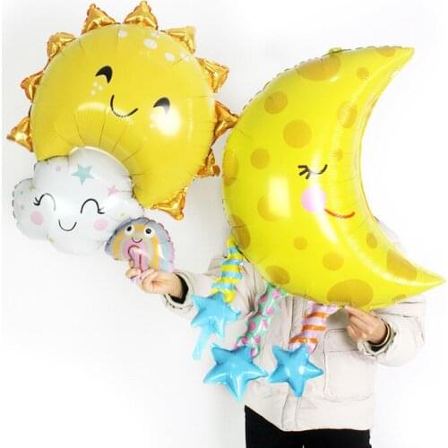 Cartoon Cute Smiling Tassel Moon Clouds Sun Aluminum Film Balloon Helium Baby Birthday Anniversary Decoration Party Supplies