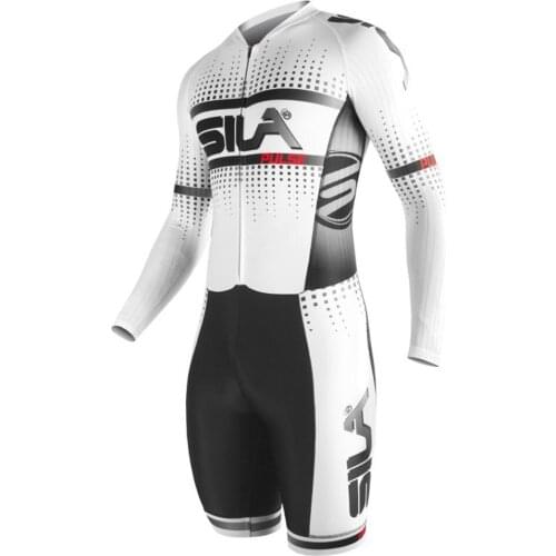 Sila Triathlon Mens Long Sleeve One-piece Three-piece Suit Inline Skate Clothing Long-distance Mtb Bike Cross-country Skinsuit