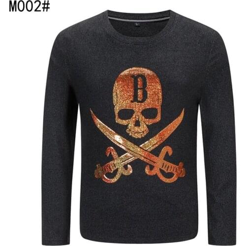 Sweater Long-Sleeve Men O-neck Colorful Knitted Skull Fashion Plein Sweater Street Gothic Mens Tops New