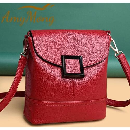 Soft Leather Handbags Purses Luxury Designder Solid Shoulder Crossbody Messenger Bags for Women Ladies High Quality Fashion Bag