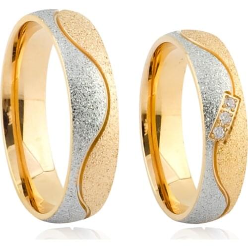 1 Pair Wedding Bands Rings Sets for Men and Women Love Alliances 18k Gold Emery Plated Titanium Jewelry Couple Ring
