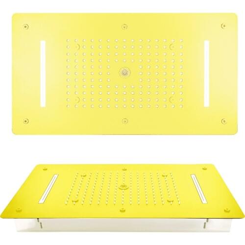 2021 Gold LED Ceiling Shower Head 700*380mm Luxury Bathroom Embedded Golden Shower Massage Rainfall Waterfall Bubble Misty