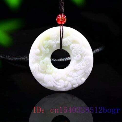 Jade Pixiu Pendant Necklace Accessories Women Gifts Natural Fashion Jewelry White Carved Double-sided Tiger Charm Chinese