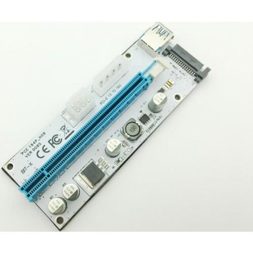 Riser VER008S 3 in 1 Molex 4Pin SATA 6PIN PCI-E PCI Express Riser Card 1x to 16x USB 3.0 Cable For Bitcoin Miner Antminer Mining