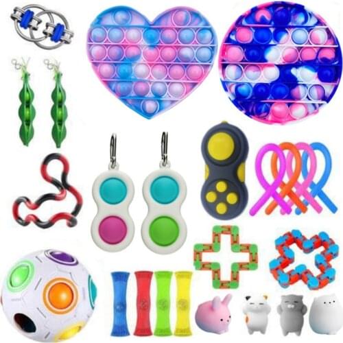 Fidget Toys Pop Anti Stress Set Gift Pack Push Bubble Antistress Fidget Squeeze Sensory Toy For Adults Children Reliver Toys
