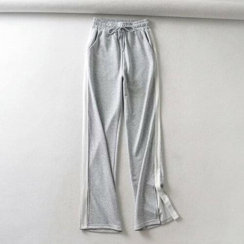 Korean Version of Street Trousers Is Loose, Slim, Elastic, Waist-tied, Side-split, Casual Sweatpants DLZK658