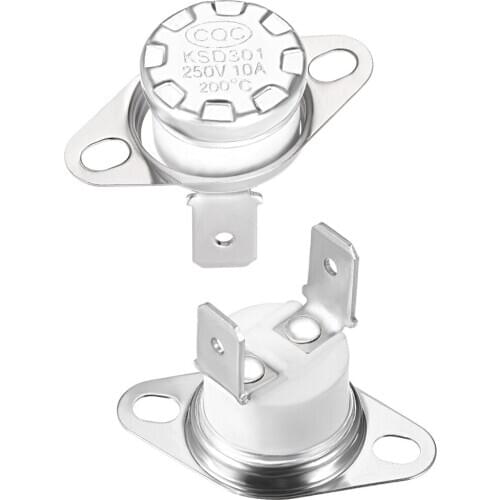 Uxcell Temperature Control Switch , Thermostat , KSD301 200°C , 10A , Normally Closed N.C 2pcs
