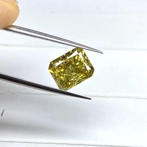 Mosangnai Yellow Moissanite Diamond Radiant Cut 10x8MM 4.0 Carat VVS1 GRA Certificate For Engagement Ring Making