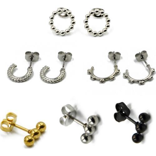 Showlove-2PC Surgical Steel Ear Studs Small Fashion Earrings Piercing Ear Studs Gauge Body Piercing Jewelry