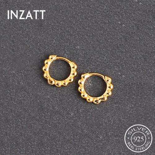 INZATT Real 925 Sterling Silve Bead Hoop Earrings For Fashion Women Party Fine Jewelry Minimalist Accessories Classic Gift
