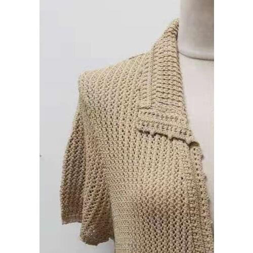 Women Sweaters 2021 Spring and Summer New Womens Hollow Top with Buttons Short-sleeved Pullover