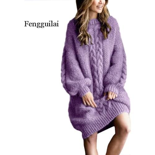 Winter Thick Warm Long Style Sweater Loose Casual large size Pullover Sweater Winter Comfortable Soft Sweater Coat Women