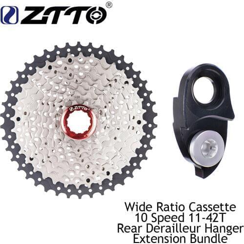 ZTTO 11-42T 10 Speed 10s Wide Ratio MTB Mountain Bike Bicycle Parts Cassette Sprockets And Rear Hanger Extension Bundle