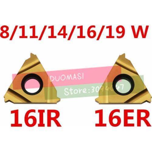 10PCS 16ER 16IR 8/11/14/16/18/19 W, tungsten carbide turning threading insert Whitworth - 55 degree yellow coationg