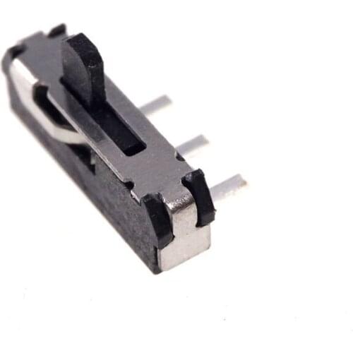 10 pcs Miniature Slide Switch 3 Pin 2 Position 1P2T SPDT ON-OFF Right Angle Through Hole PCB Knob 2.00mm Height 2.0 mm Pitch