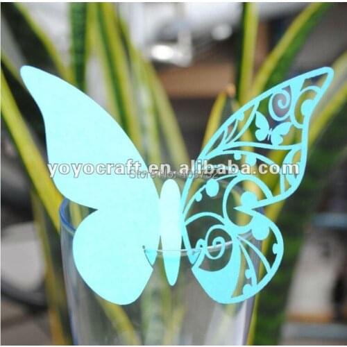 100pcs Wedding Place Cards for Wine Glass Laser Cut Butterfly Wedding Favors Place Card Holder
