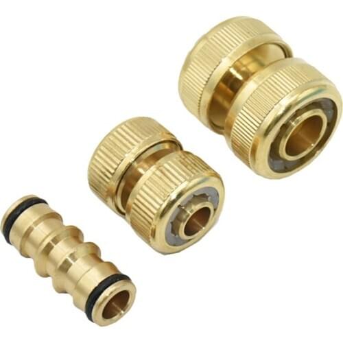 6pcs 5/8" 1/2" 3/4" Brass Hose Repair Quick Connector Extend Pipe Copper Connector With lock Nut Car Wash Water Gun Fittings