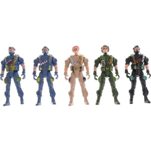 9cm Paratroopers Action Figure with Parachute Army Soldiers Toy - Pack of 5