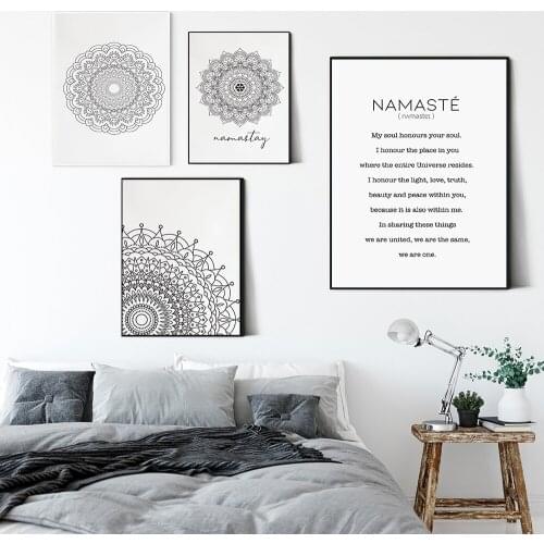 Mandala Abstract Canvas Poster Yoga Wall Art Namaste Quote Print Painting Decorative Picture Modern Living Room Decor No Frame