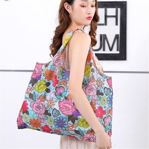 Large Thicken Nylon Tote Bag Reusable Polyester Hand Bag Shoulder Ladies Handbag Foldable Shopping Bag Foldable