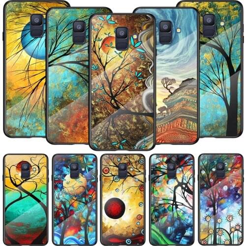Tempered Glass Cover Abstract Golden Painting For Samsung Galaxy A91 A81 A72 A71 A52 A51 A41 A31 A21S A21 EU A11 A01 Phone Case