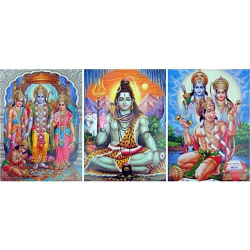 Yujohom Diy Diamond Painting Shiva Parvati Ganesha Figure 5D Mosaic Diamond Embroidery Religious Indian Art Hindu God Home Decor